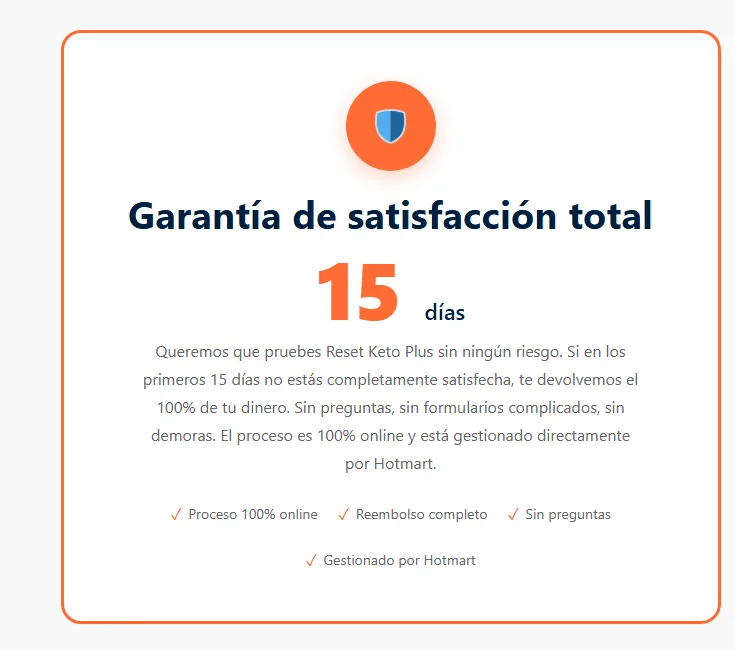 Garantía de 15 días gestionada por Hotmart